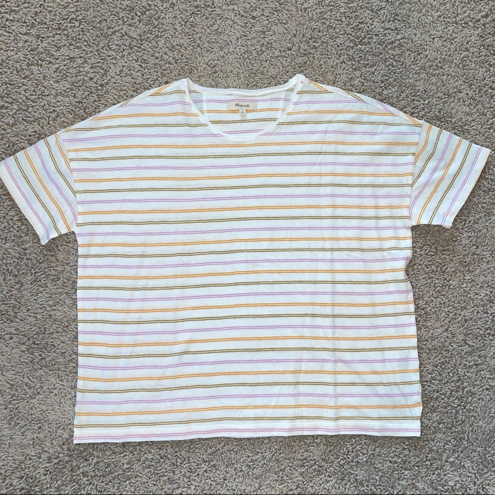 Madewell Raw-Edged Hangout Tee in Branham Stripe Size Medium